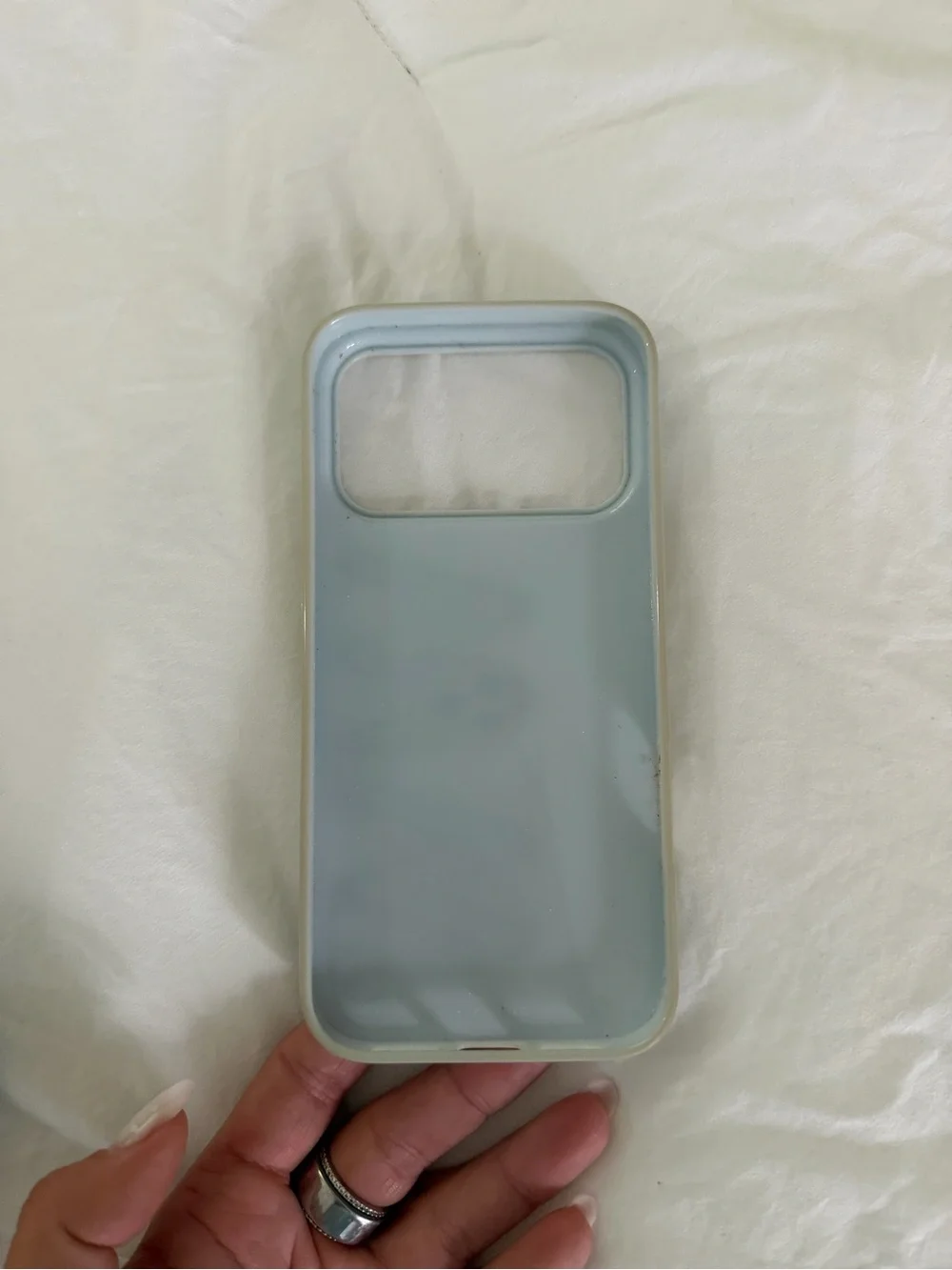 Sleek Light blue Phone Case with Black Zigzag Accent